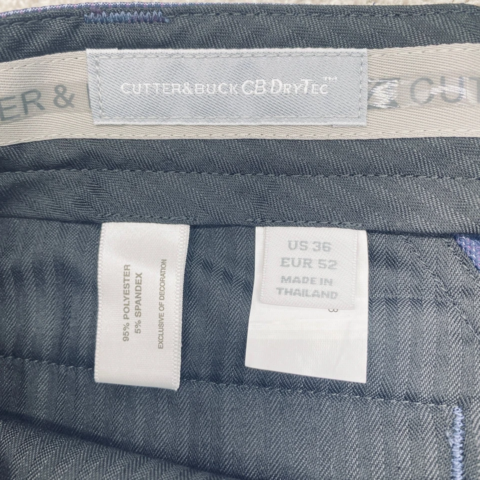 Cutter & Buck CB DryTec Golf Shorts Mens 36x10 Blue Check Summer Active 6755 - Image 4 of 4