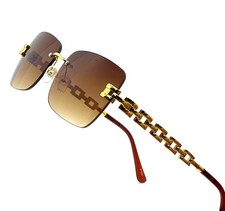 Men Women Sunglasses Hip Hop SQUARE Rimless Chain Designer Metal Shades Hip Hop