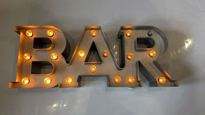 Light Up BAR Sign, LED Vintage Letters Home Decor Name Signs - Illuminated 