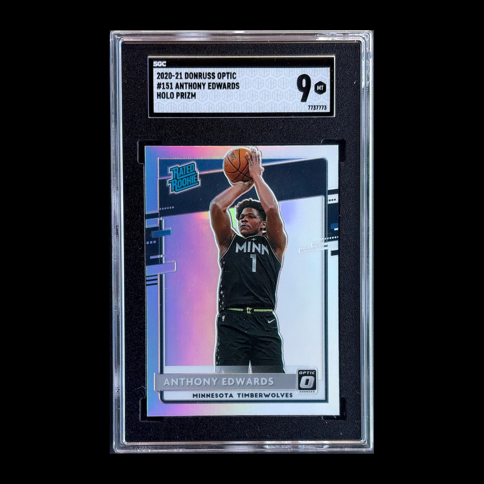 2020-21 Donruss Optic Anthony Edwards #151 Holo Prizm Rookie SGC 9 MT