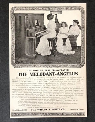 1907 Melodant-Angelus Piano Advertisement Woman Real Photo Antique Print AD