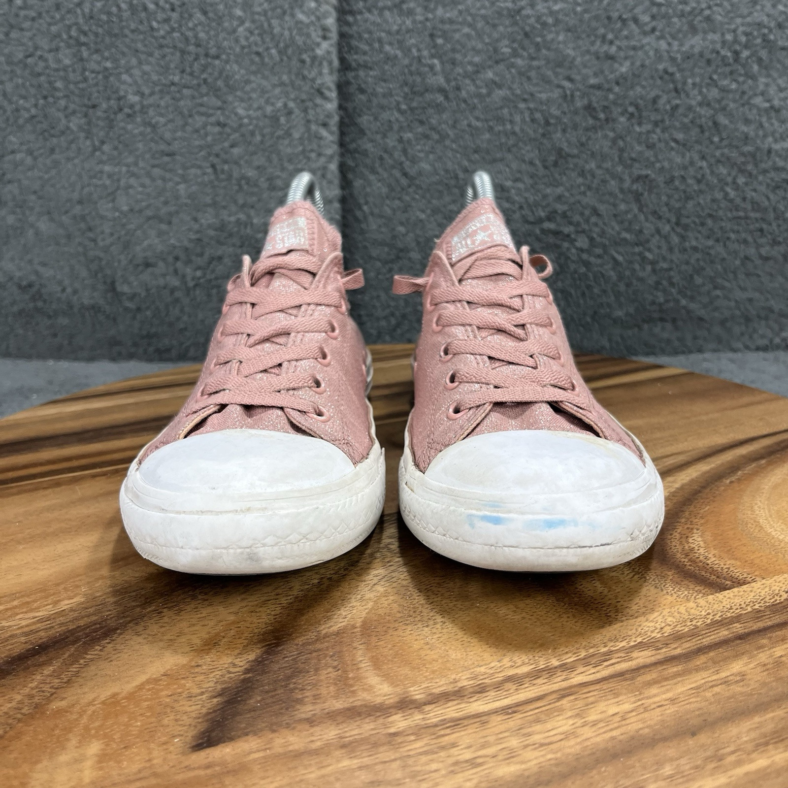 Converse Chuck Taylor All Star Junior Low Top Sneakers Pink Glitter Size 5 thumbnail 7