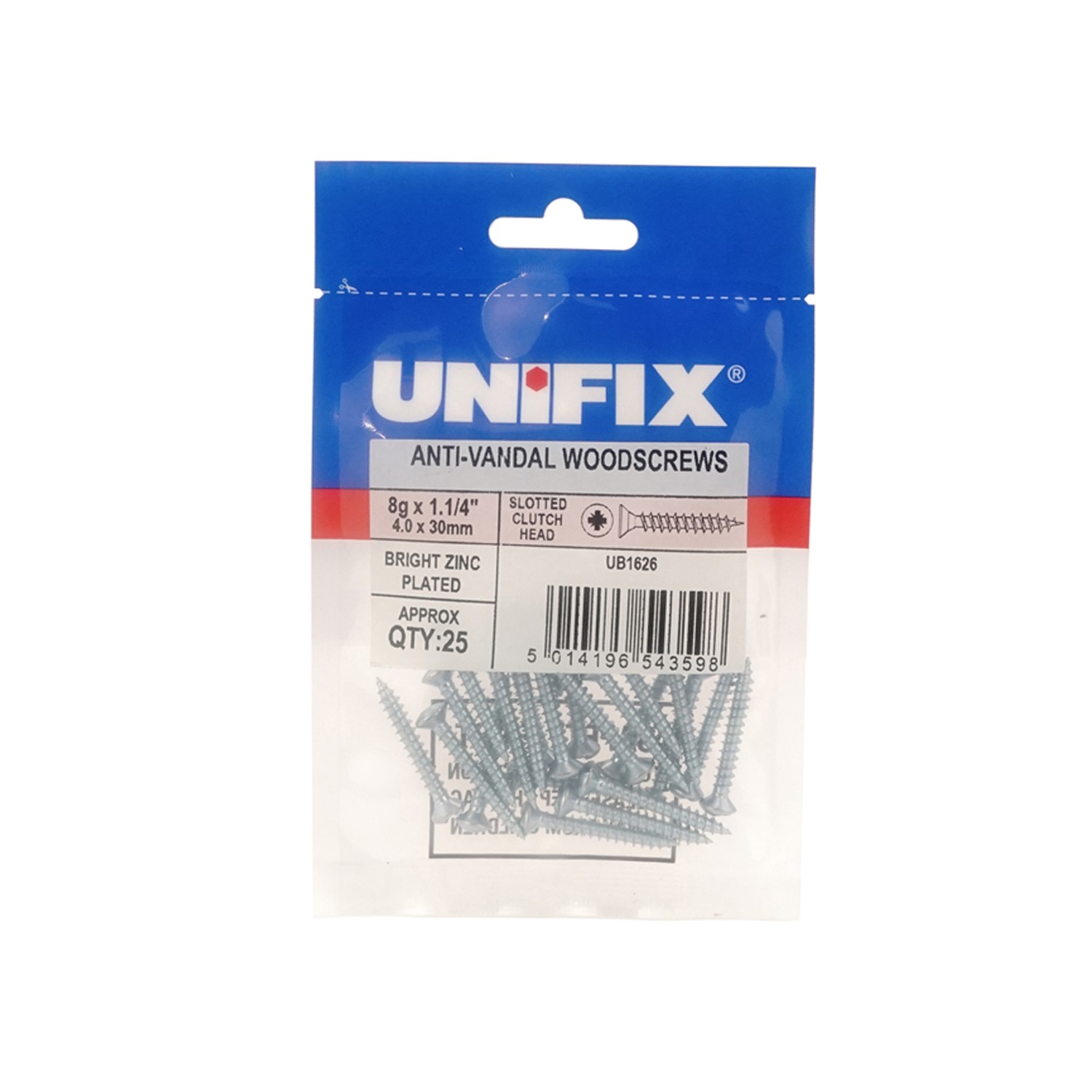 Unifix Twinthread Woodscrews Pozi Csk Head BZP 8G x 1.1/2"" - Box of 1750