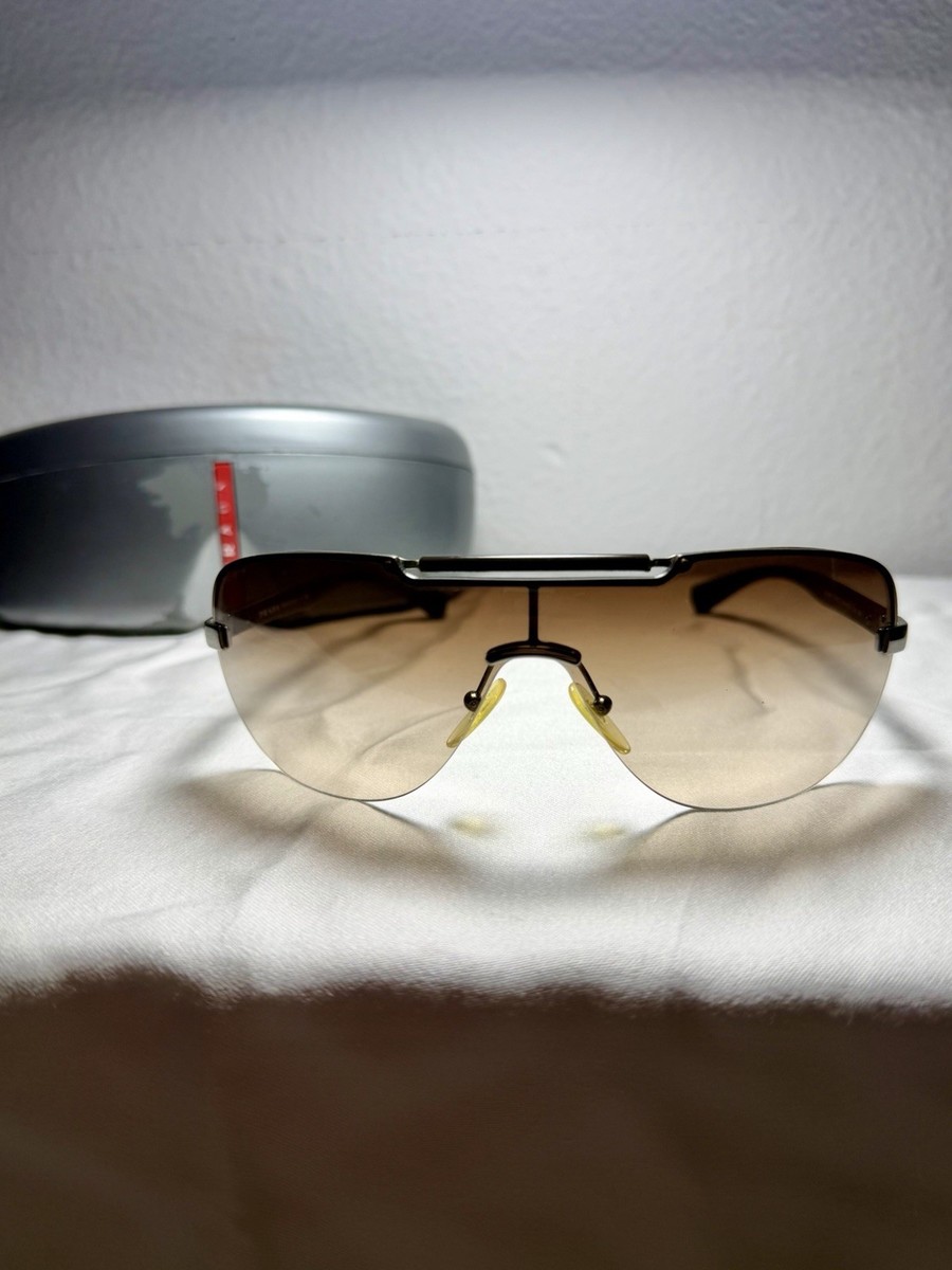 Vintage PRADA 2007 Y2K Linea Rossa Brown Gradient Shield