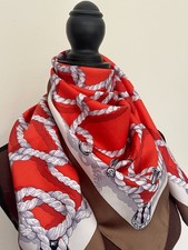 New Unisex Gucci Scarf Orange Ropes Beige Nautical Silk Wrap with Gucci Gift Box