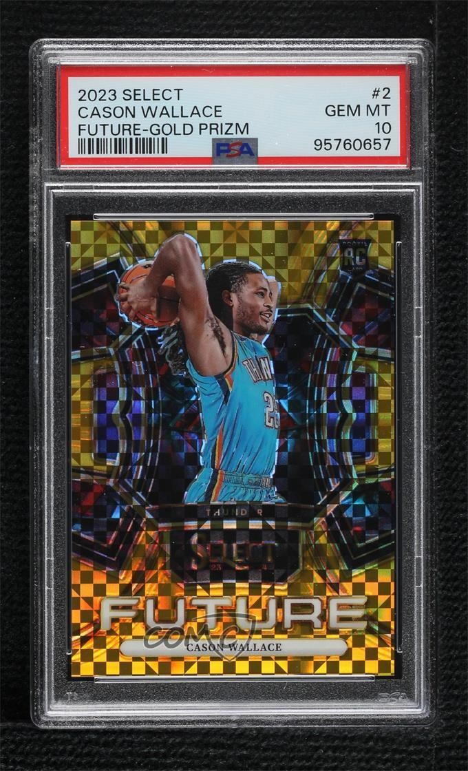 2023-24 Panini Select Future Gold Prizm 4/10 Cason Wallace #2 PSA 10 GEM MT 1o2