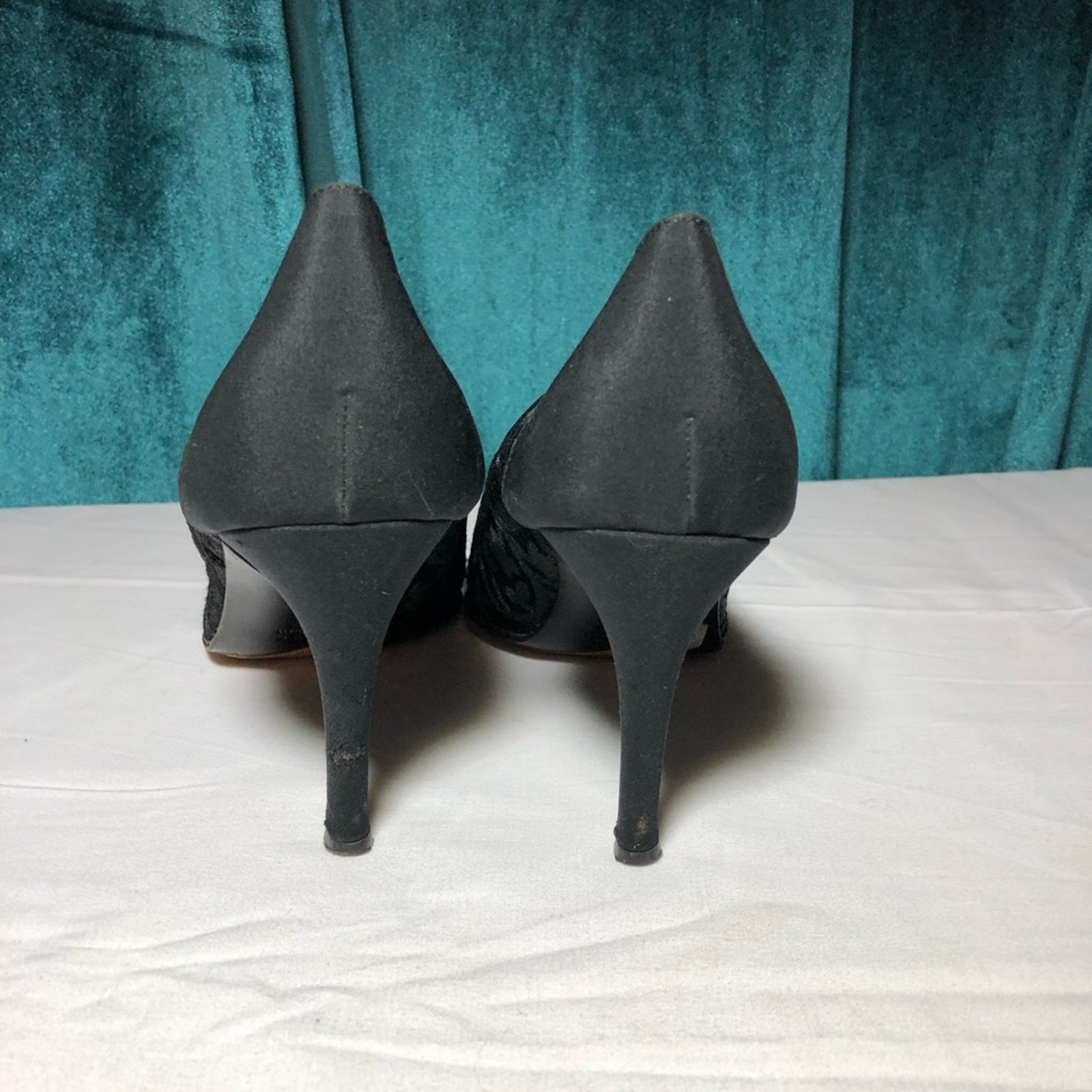 Yves Saint Laurent vintage nero pizzo tacco donna 6 5 made in Italy strega sexy