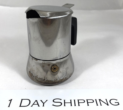 BIALETTI VINTAGE MOKA POT Stainless Steel Espresso Maker 18/10 Stovetop Italy