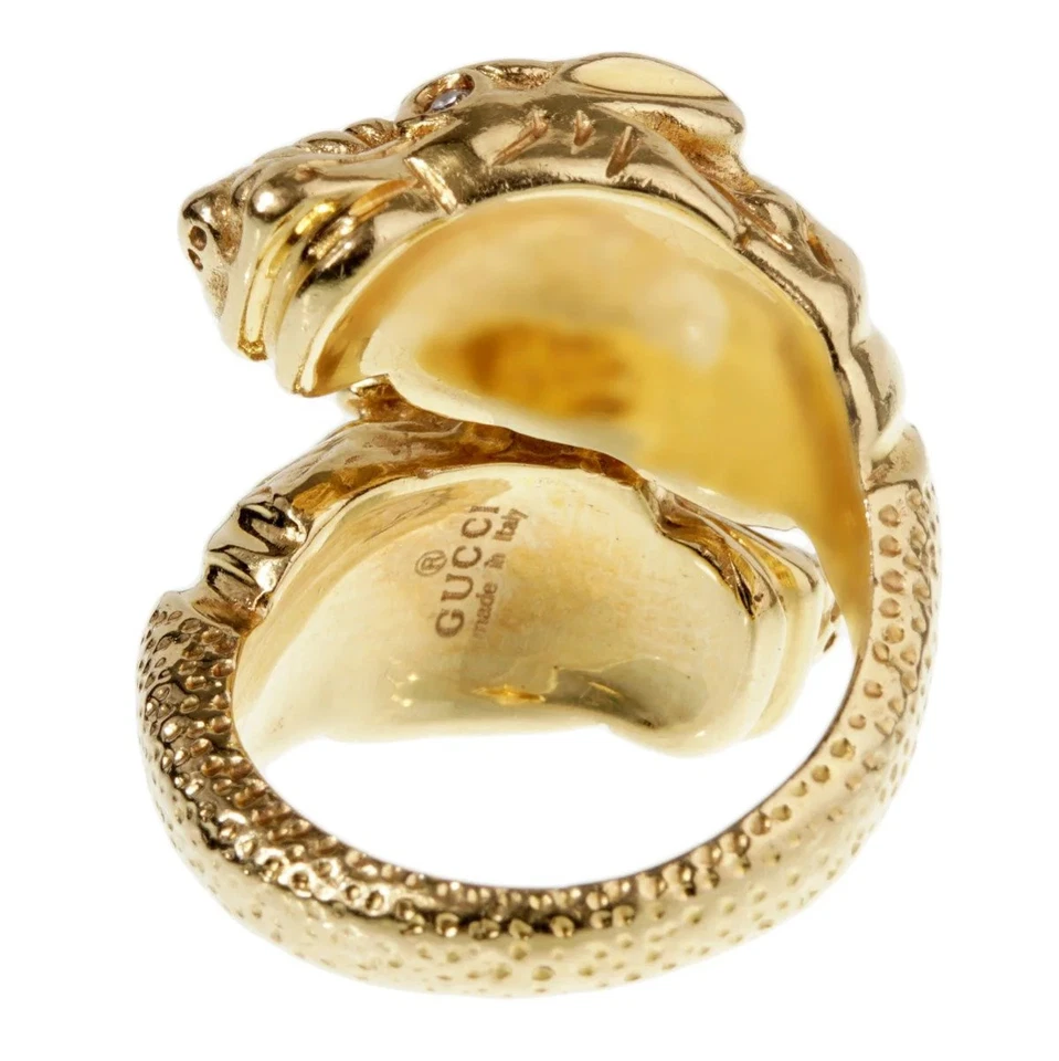 Anillo de cóctel Gucci con diamantes de tigre de oro amarillo de 18 quilates talla 7 Foto 4 de 4