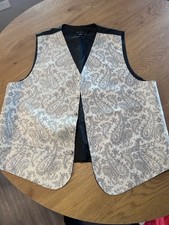 Gino Lussari XL Paisley Formal Vest Gray White 100 Polyester
