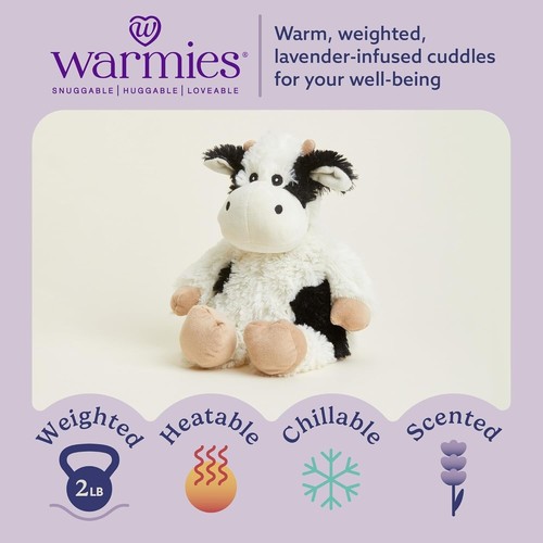Black & White Cow Plush Toy - Calming Weighted Animal for Babies and Toddlers - Picture 4 of 8