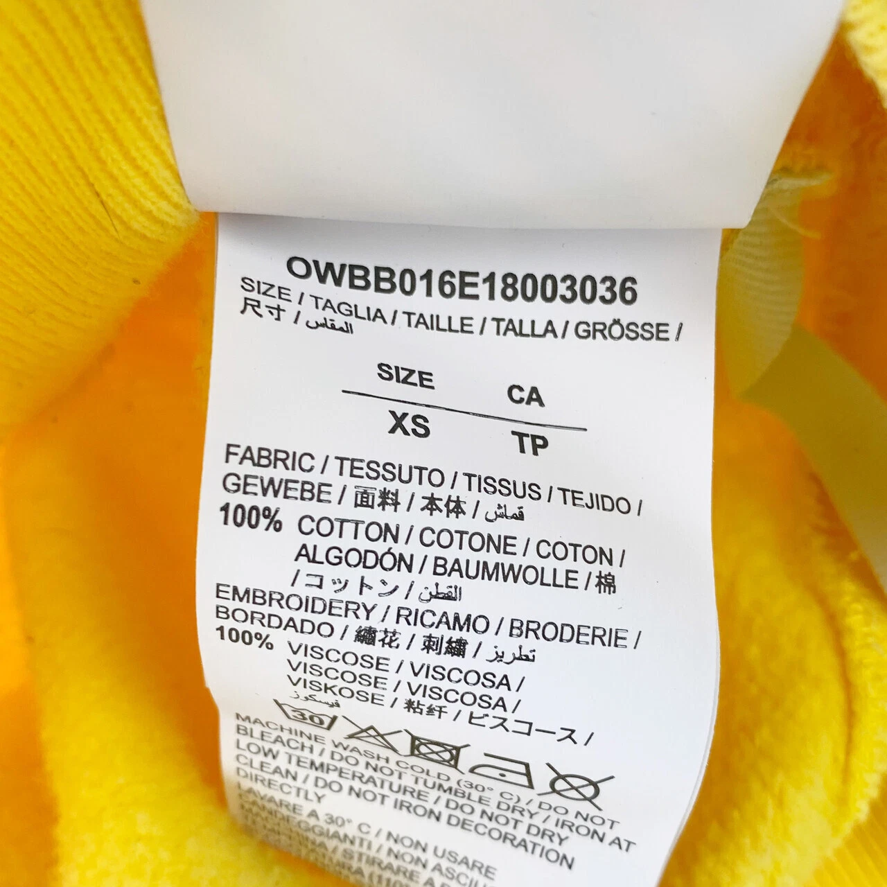 Felpa con cappuccio donna gialla Off White