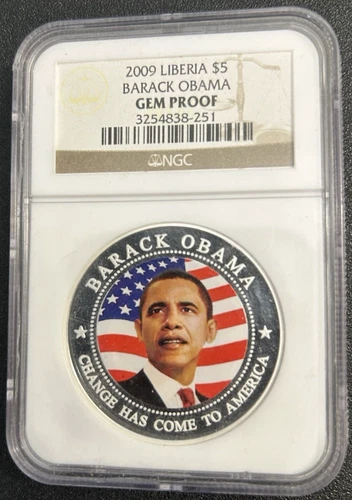 2009  $5 Barack Obama GEM Proof Silver-Plated Commemorative Coin NGC: NICE !!