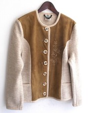 Damen Trachten Janker/Jacke grau meliert u. braun Gr. 40 v. Münchner Strickmoden