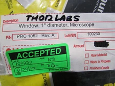 Thorlabs PRC-1052 Rev. A / Edmund Optics High AR 1" Microscope Window