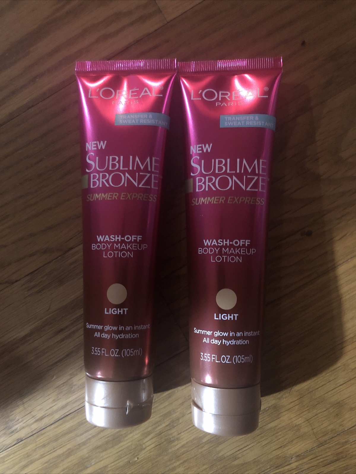 2 Loreal Sublime Bronze SUMMER EXPRESS Wash-Off Body Makeup Glow Lotion LIGHT