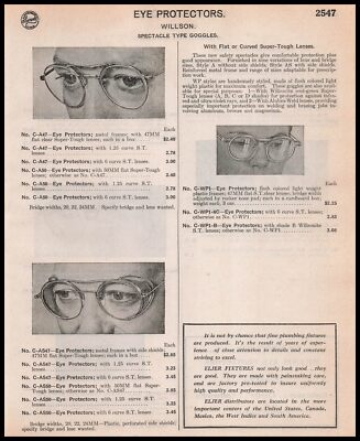 1948 Willson Reading Pennsylvania Spectacle Type Goggle Photos Vintage Print Ad