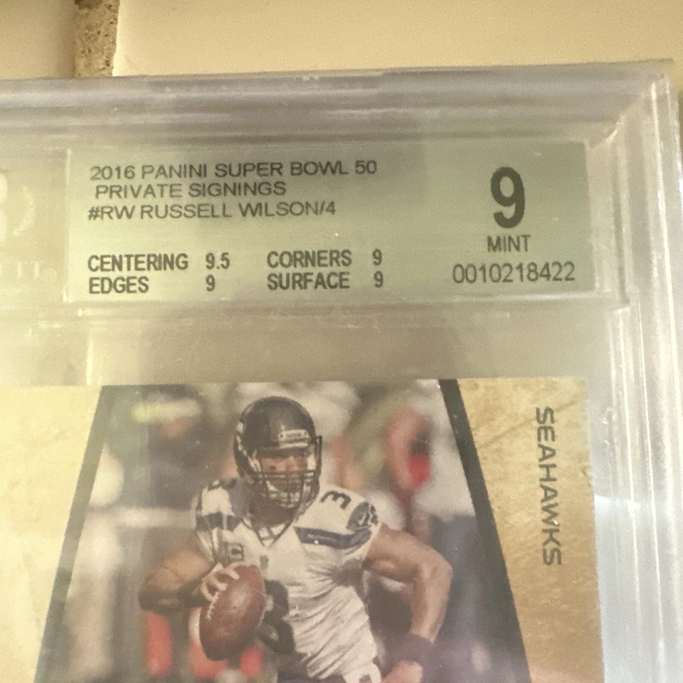 Panini Super Bowl 50 Private Signings Russell Wilson 2016 2/4 automático Foto 2 de 4