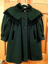 Vintage Petite Coquette Victorian Childs Wool Coat with Dust Cape Made in Canada
