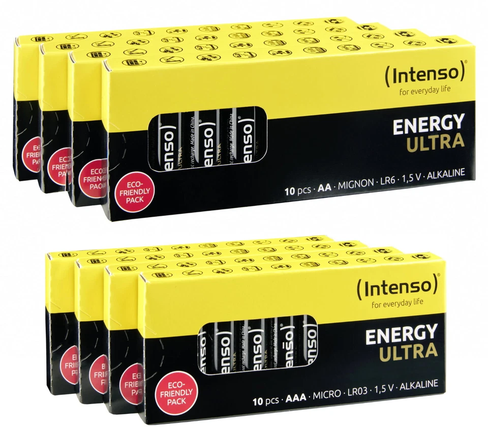 80 Intenso Energy Ultra Alkaline Batterien im 40er Karton (40x AA + 40x AAA)
