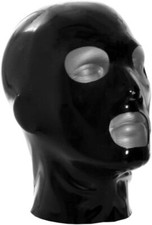 Latex Hood Mask Men's Rubber Full Face Party Mask with Mouth Holes and Nostril