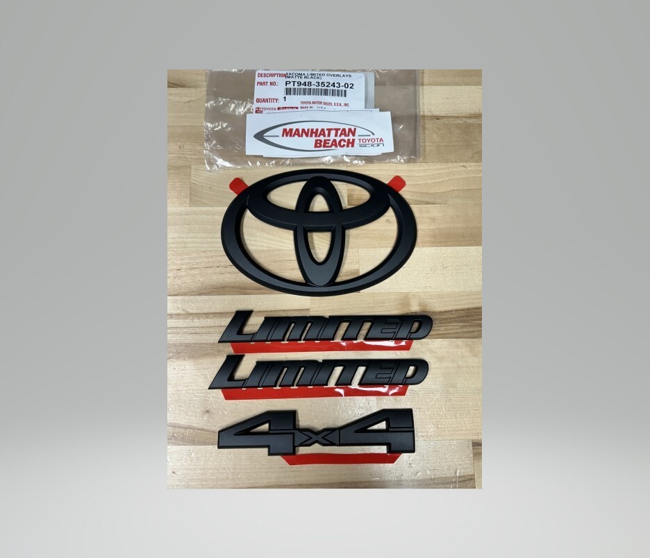 24-25 TACOMA LIMITED MATTE BLACK EMBLEM OVERLAY SET OEM