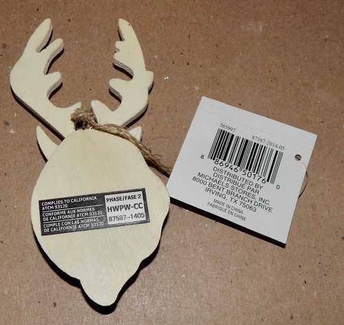 Christmas Kids Crafts Deer Heads Wood Layered Ornaments 4ea 5 1/2" x 2 1/2" 175W - Picture 2 of 3