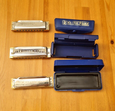 Konvolut 3x Hohner MS R -SERIES Blues Harp Harmonica A, C, E