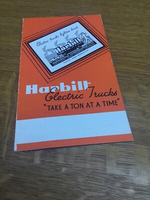 HARBILT ELECTRIC TRUCKS - Original Colour Sales Leaflet / Brochure From 1950 s