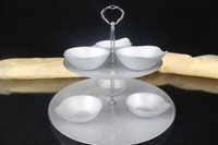 Etagere Glas Silber 2-Fach + 6 SchäLchen Nostalgie Etagenplatten