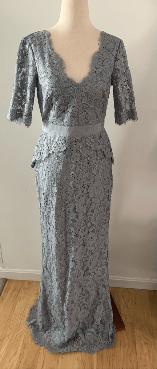 Adrianna Papell Lace Dress Gown Grey/Grayish Blue Mother of the Bride Size 2 bri
