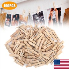 100 Pack Wood Clothespins Wooden Clips Laundry Clothes Pegs Photo Hanging Crafts