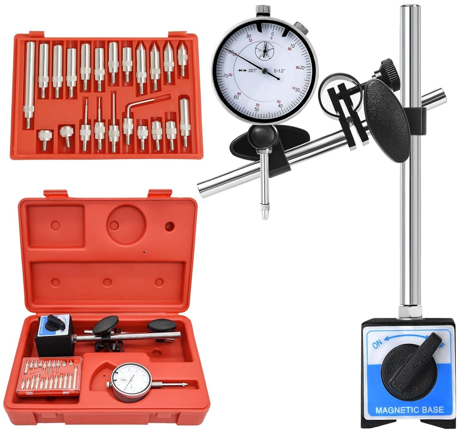 Dial Indicator with Magnetic Base and Point Precision Inspection Set, Dial Test