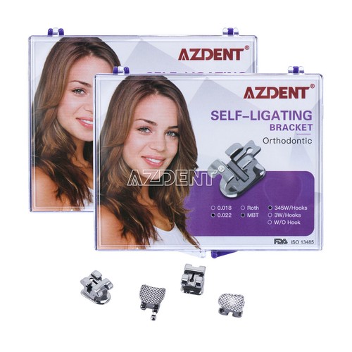 AZDENT Dental Orthodontic Self-ligating Brackets 0.022 MBT/Roth 345 With hook