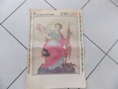 Torchon Ancien Calendrier 1789-1989 - Bicentenaire Révolution - 100% Coton - Occasion