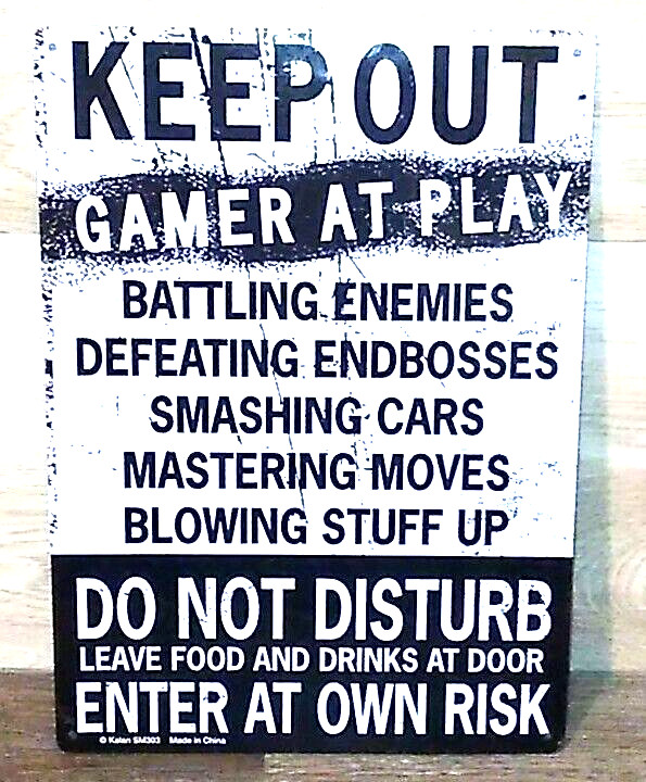 Keep Out Gamer at Play 8 1/2" x 11 1/2" Metal Tin Sign Boys room décor Man Cave