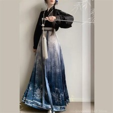 Hanfu Skirt Chinese Style Ming Dynasty Weaving Printing Horse Face Skirt Dress