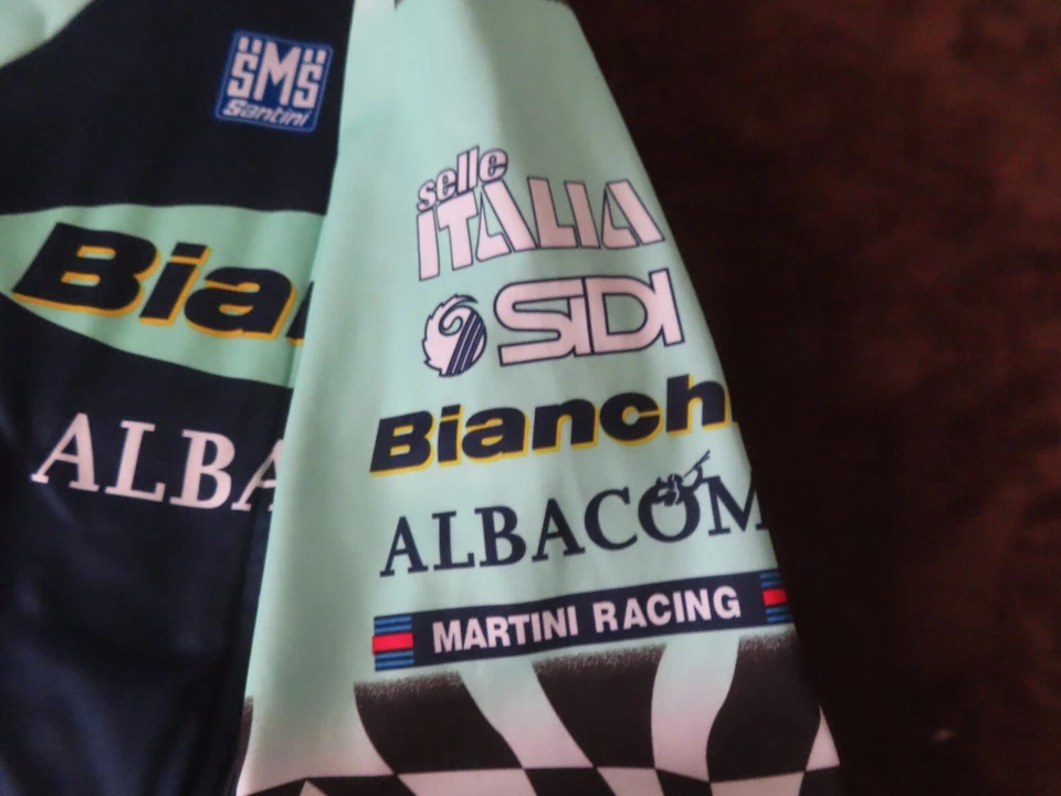 Vintage SMS Santini Bianchi Martini Racing full Zip Cycling Team Bike Jersey XL - Image 3 of 4