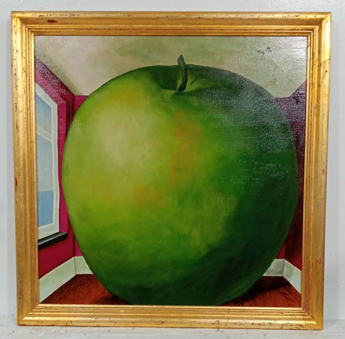 AMAZING RENE MAGRITTE OIL ON CANVAS DATED CIRCA 1956 WITH FRAME IN