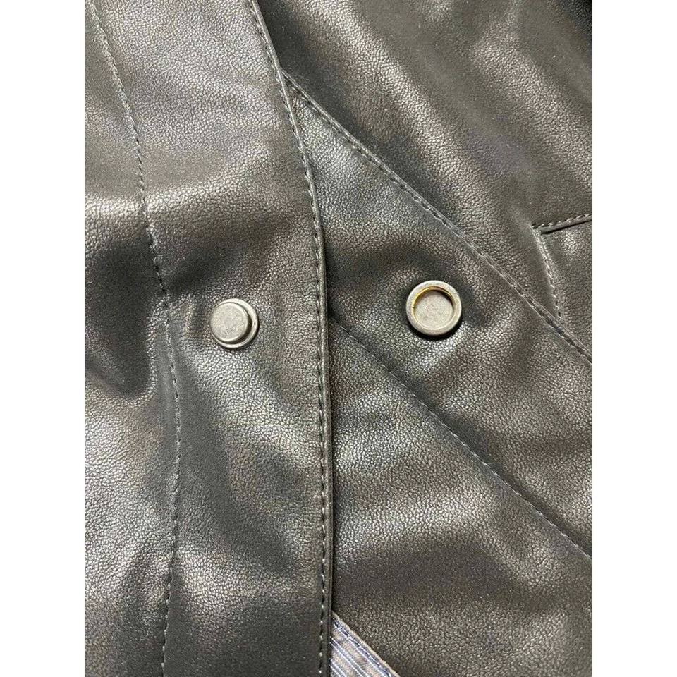 Perry Ellis Mens Jacket Black Buttons Pockets Long Sleeve Faux Leather XL New - Image 4 of 4