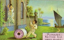 1880's-90's Corticelli Spool Silk Nonotuck Silk Co Night Clowns Escaping P66