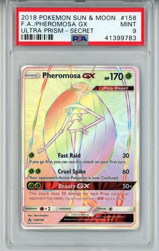 POKEMON ULTRA PRISM PHEROMOSA GX #158 SECRET RARE HOLO FOIL PSA 9 MINT #41399783
