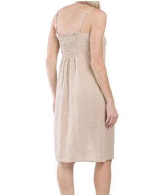 Rachel Zoe 100% Linen Slit Dress Size 8 Neutral Oxford Tan Beige Nude  Casual NWT | eBay