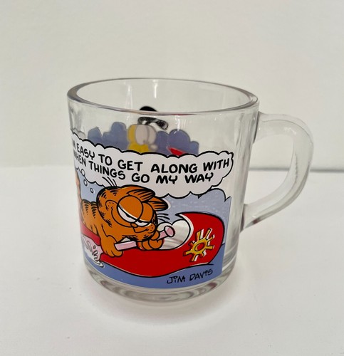 Garfield Original 1978 Copyright Glass Cup Mug Jim Davis Unused VTG McDonald's - Picture 2 of 7