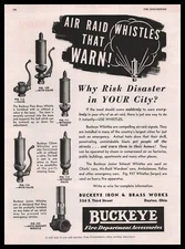 1942 Buckeye Iron Brass Works Dayton Ohio WW2 Air Raid Whistles Vintage Print Ad