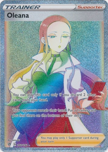 oleana pokemon card value 202/192 Oleana | Full Art Rainbow Rare Card | Sword & Shield Rebel Cla main image 0