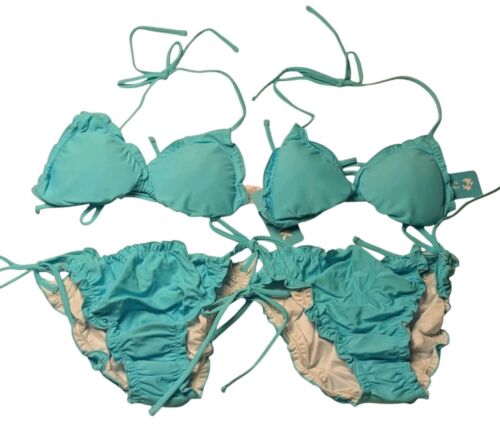 Women's Lot Of 2 Ruffled Flounce Halter String Triangle Bikini Sexy 2 Piece Sz S