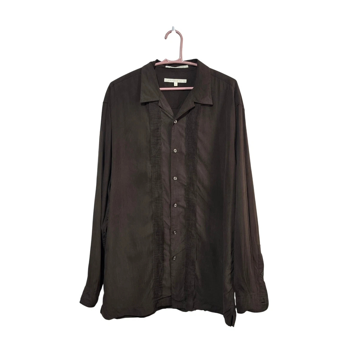Perry Ellis Silk Button-Up Casual Button-Down Shirts for Men for