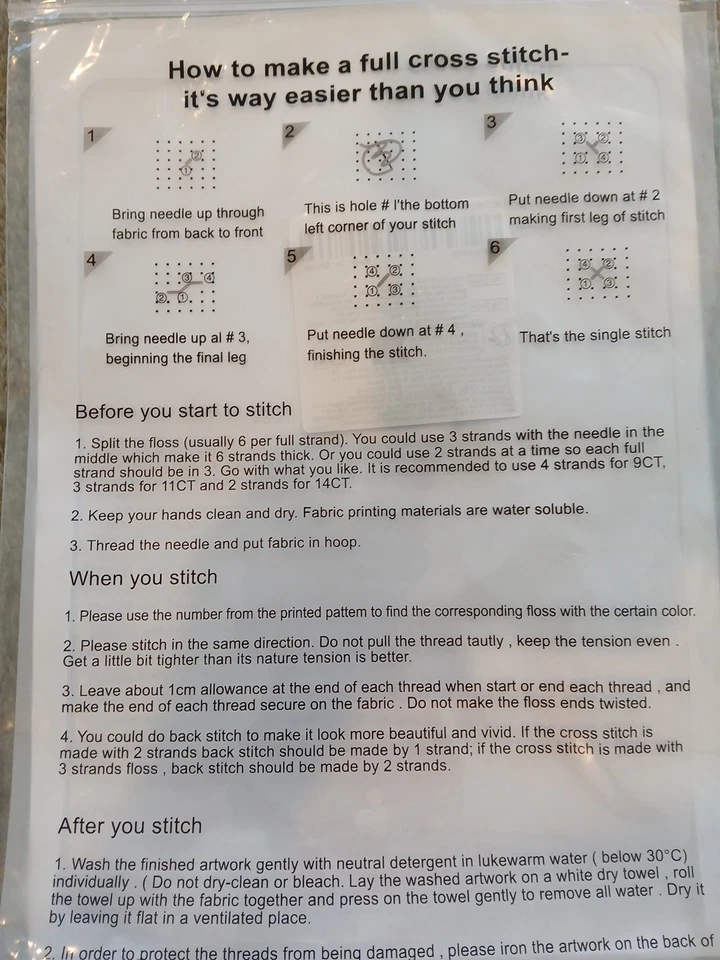 Bolsa de proyecto punto de cruz estampada casas de pueblo 14ct 40x40cm 25 colores Foto 4 de 4