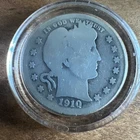 1910 US Barber Quarter, Silver 25c, VG-Nice, Antique Coin